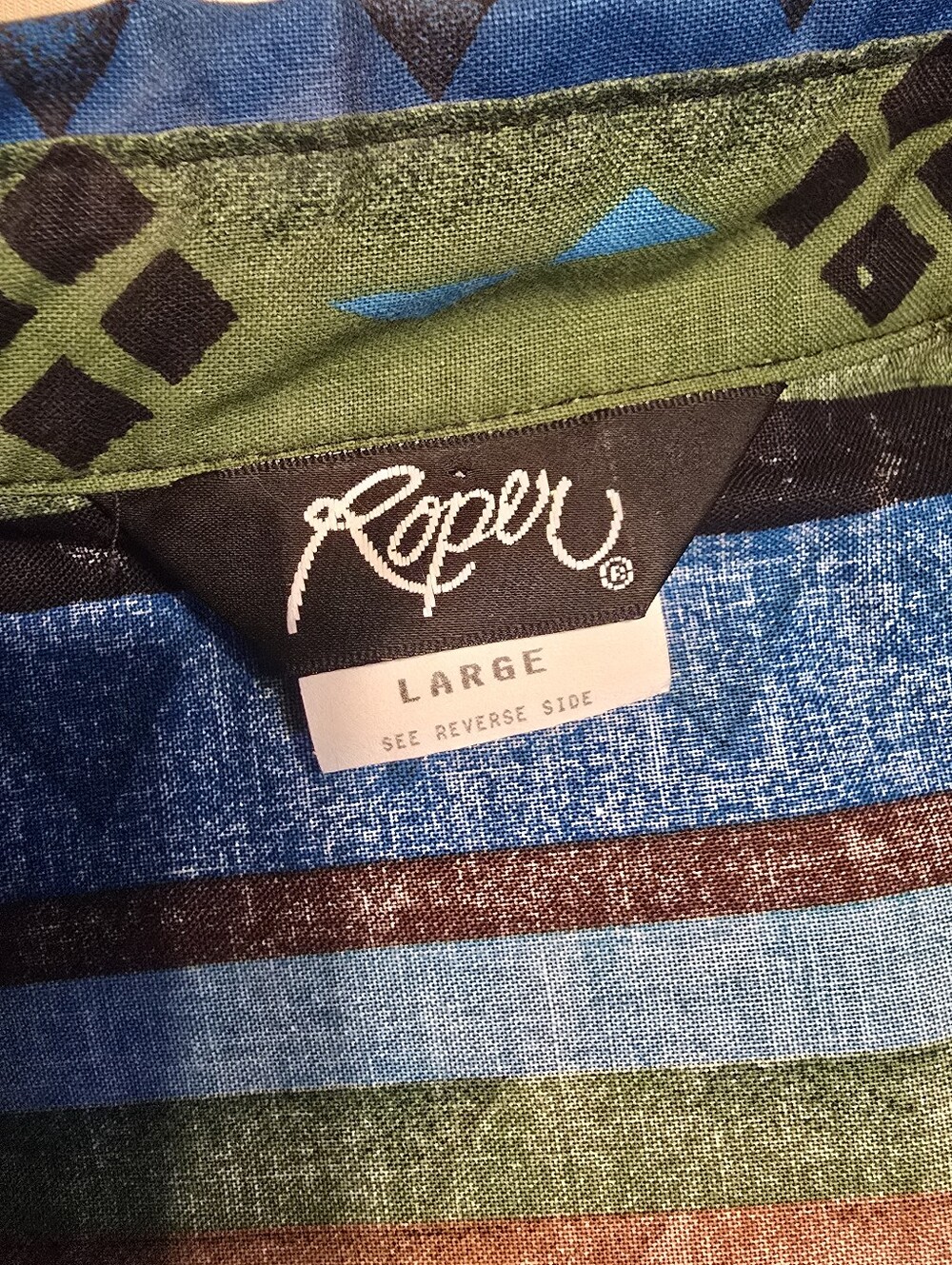 Roper Shirt Vintage Aztec Southwestern Long Sleeve Button Up Women’s Large USA - Picture 7 of 9